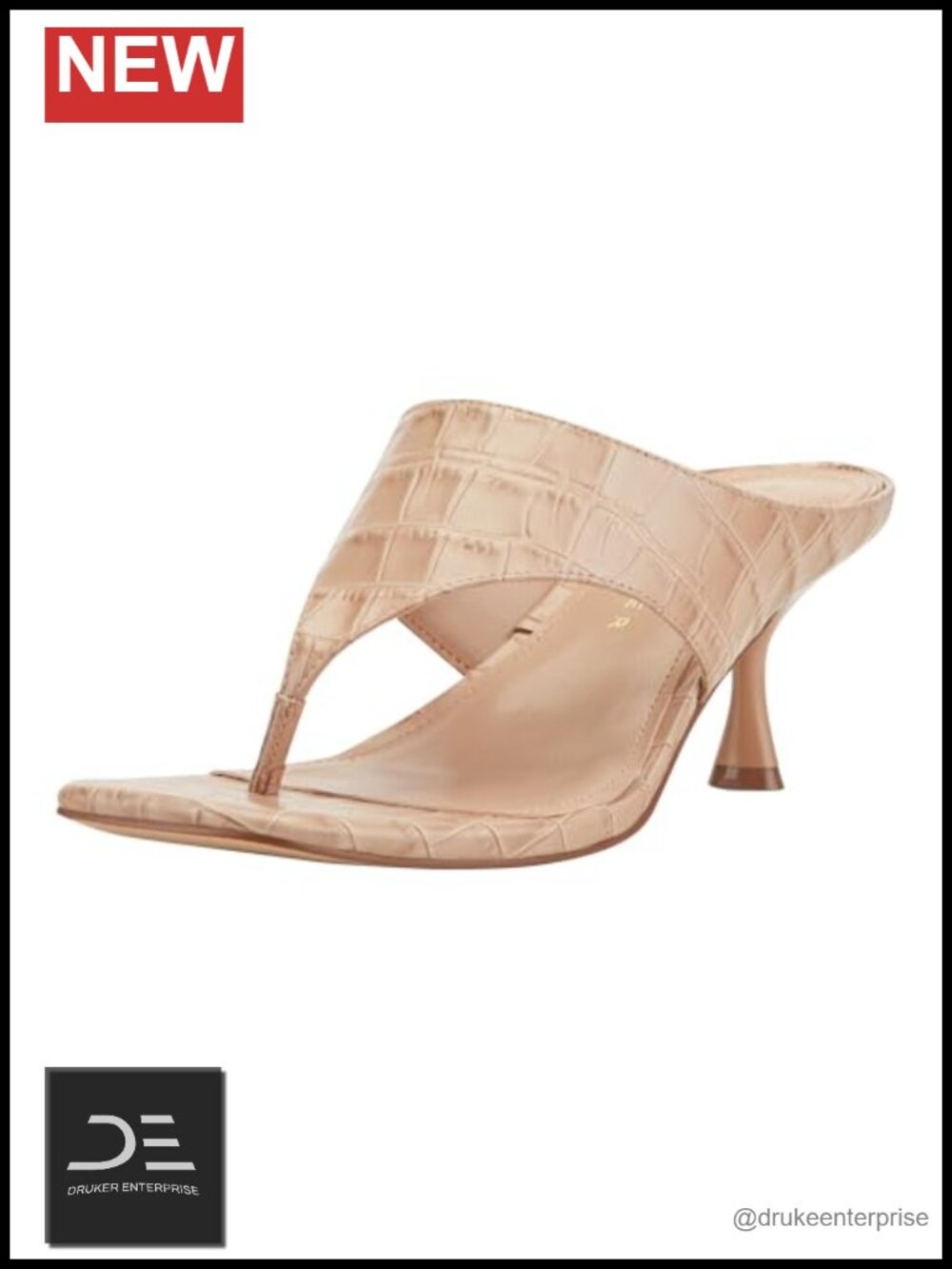Leather Square Toe Stiletto Heel Slide Sandals